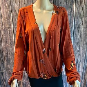 Mossimo Supply Co. size XXL floral with tassel boho flowy summer blouse